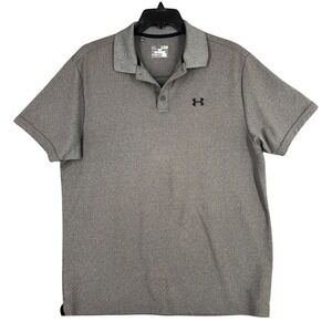 Under Armour Polo Shirt Men XL Gray Loose Heat gear Golfing Clubhouse Microfiber